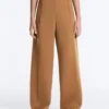 Pantalones de talle alto y corte ancho con efecto neopreno