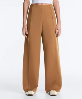 Pantalones de talle alto y corte ancho con efecto neopreno
