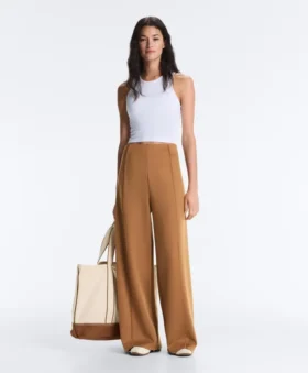 Pantalones de talle alto y corte ancho con efecto neopreno