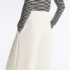 Pantalones de tiro alto de sarga y pierna ancha con pliegues
