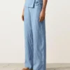 Pantalones rectos 100 % lino con vuelta en la cintura Pantalones rectos 100 % lino con vuelta en la cintura