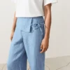 Pantalones rectos 100 % lino con vuelta en la cintura Pantalones rectos 100 % lino con vuelta en la cintura