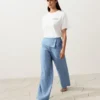 Pantalones rectos 100 % lino con vuelta en la cintura Pantalones rectos 100 % lino con vuelta en la cintura