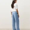 Pantalones rectos 100 % lino con vuelta en la cintura Pantalones rectos 100 % lino con vuelta en la cintura