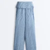 Pantalones rectos 100 % lino con vuelta en la cintura Pantalones rectos 100 % lino con vuelta en la cintura
