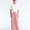 Pantalones rectos a rayas 100 % algodón