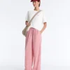 Pantalones rectos a rayas 100 % algodón