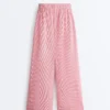 Pantalones rectos a rayas 100 % algodón