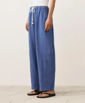 Pantalones rectos de mezcla de lyocell y 24 % de lino