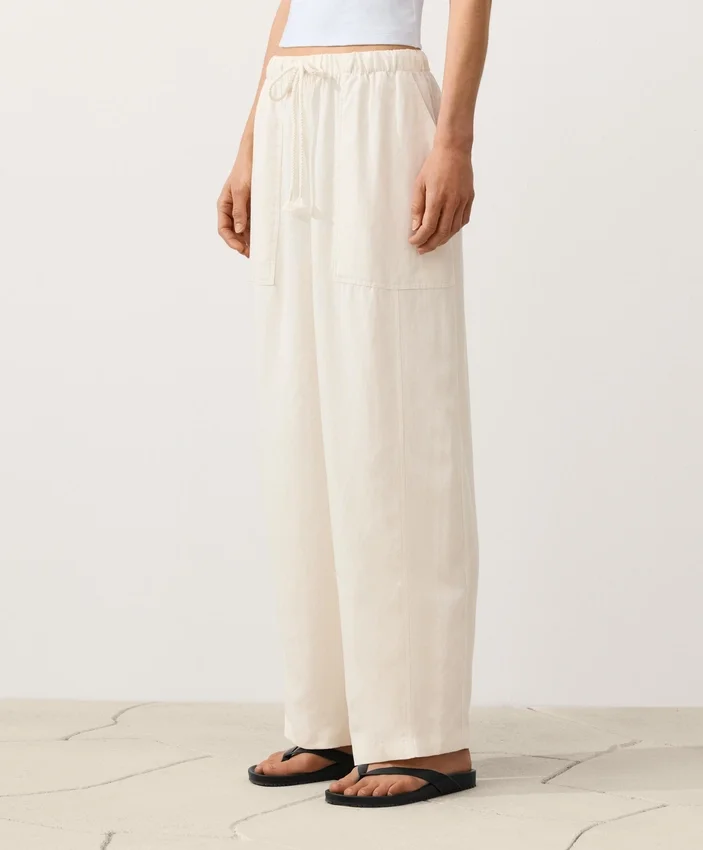 Pantalones rectos de mezcla de lyocell y 24 % de lino Pantalones rectos de mezcla de lyocell y 24 % de lino