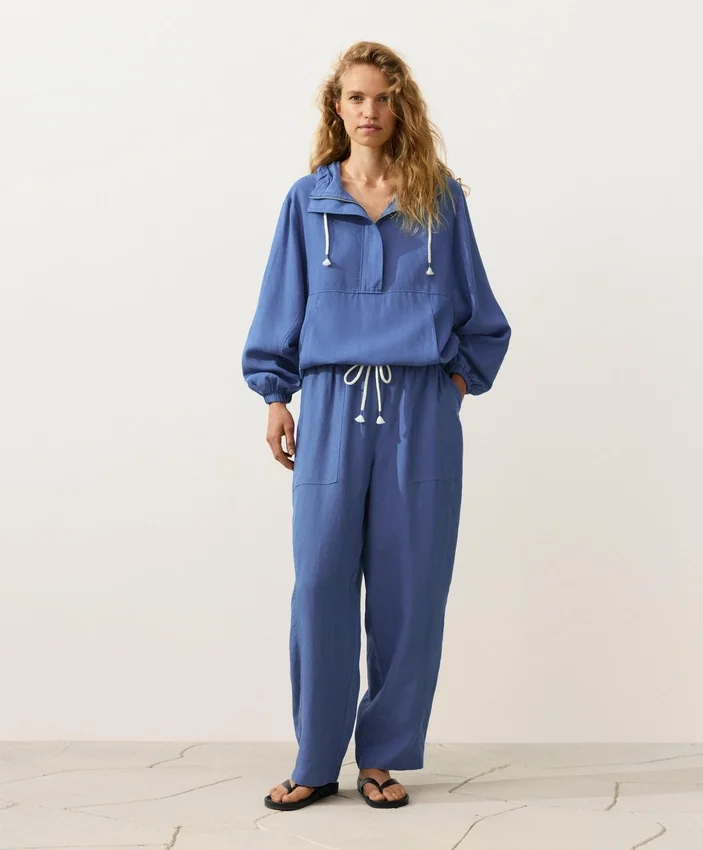 Pantalones rectos de mezcla de lyocell y 24 % de lino Pantalones rectos de mezcla de lyocell y 24 % de lino