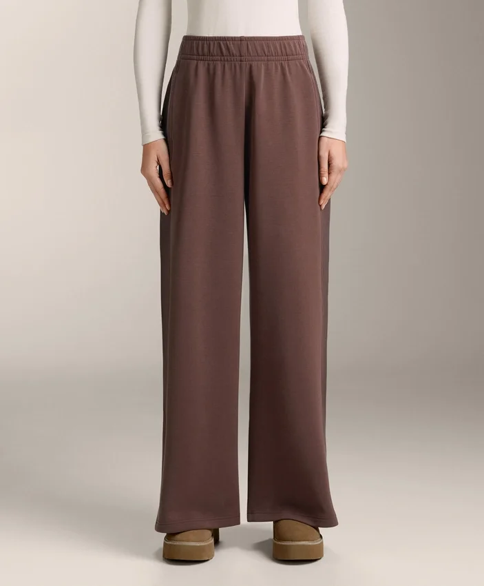 Pantalones rectos de pierna ancha con ribete y modal cepillado Pantalones rectos de pierna ancha con ribete y modal cepillado