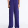 Pantalones rectos de pierna ancha con ribete y modal cepillado Pantalones rectos de pierna ancha con ribete y modal cepillado