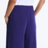 Pantalones rectos de pierna ancha con ribete y modal cepillado Pantalones rectos de pierna ancha con ribete y modal cepillado