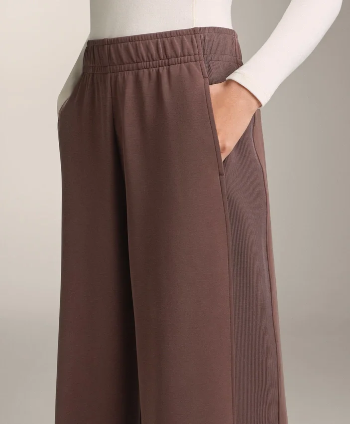 Pantalones rectos de pierna ancha con ribete y modal cepillado Pantalones rectos de pierna ancha con ribete y modal cepillado