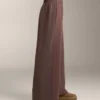 Pantalones rectos de pierna ancha con ribete y modal cepillado Pantalones rectos de pierna ancha con ribete y modal cepillado