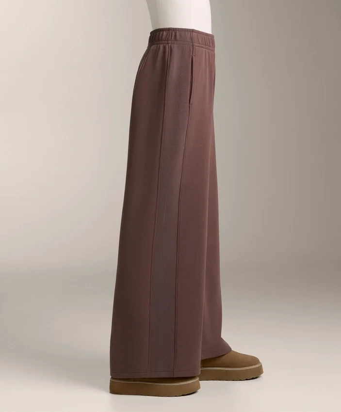 Pantalones rectos de pierna ancha con ribete y modal cepillado Pantalones rectos de pierna ancha con ribete y modal cepillado