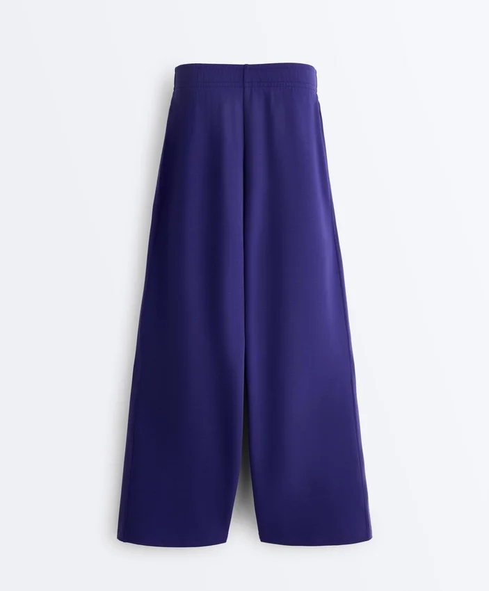 Pantalones rectos de pierna ancha con ribete y modal cepillado Pantalones rectos de pierna ancha con ribete y modal cepillado
