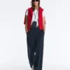 Pantalones rectos de piqué con ribete de algodón en contraste Pantalones rectos de piqué con ribete de algodón en contraste