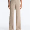 Pantalones rectos de punto acanalado