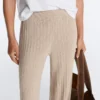 Pantalones rectos de punto acanalado
