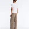 Pantalones rectos de punto acanalado
