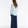 Pantalones rectos de sarga con cinta lateral Pantalones rectos de sarga con cinta lateral