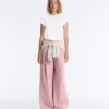Pantalones rectos plisados de piqué de algodón Pantalones rectos plisados de piqué de algodón
