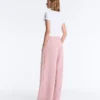 Pantalones rectos plisados de piqué de algodón Pantalones rectos plisados de piqué de algodón