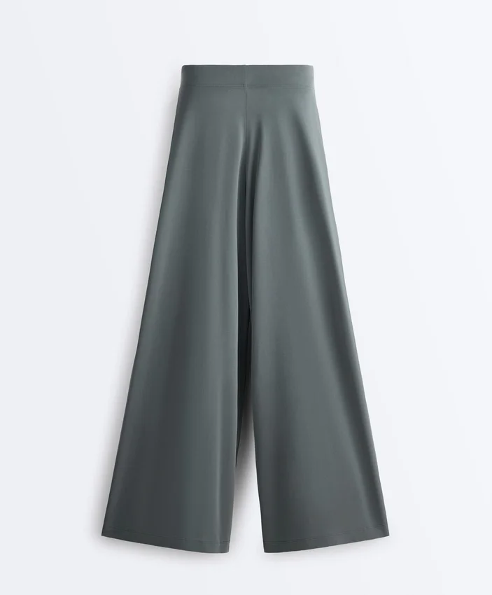 Pantalones vaporosos con cintura plisada de mezcla de modal Pantalones vaporosos con cintura plisada de mezcla de modal