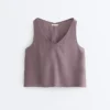 Partes de arriba con cuello en V 100 % lino