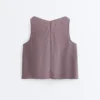 Partes de arriba con cuello en V 100 % lino