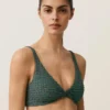 Partes de arriba de bikini con cuello halter de cuadros vichy
