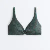 Partes de arriba de bikini con cuello halter de cuadros vichy