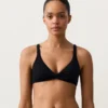 Partes de arriba de bikini de piqué con cuello halter y lazo en la espalda