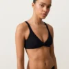 Partes de arriba de bikini de piqué con cuello halter y lazo en la espalda