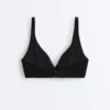 Partes de arriba de bikini de piqué con cuello halter y lazo en la espalda