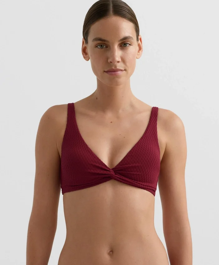 Partes de arriba de bikini halter de jacquard de cuadros mini Partes de arriba de bikini halter de jacquard de cuadros mini