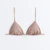 Partes de arriba de bikini triangular con estampado mini y hilo metalizado