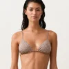 Partes de arriba de bikini triangular con estampado mini y hilo metalizado