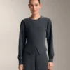 Sudadera asimétrica a rayas con modal Sudadera asimétrica a rayas con modal