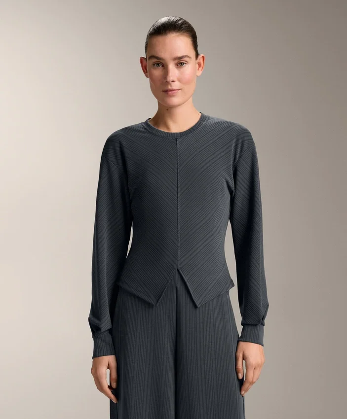 Sudadera asimétrica a rayas con modal Sudadera asimétrica a rayas con modal