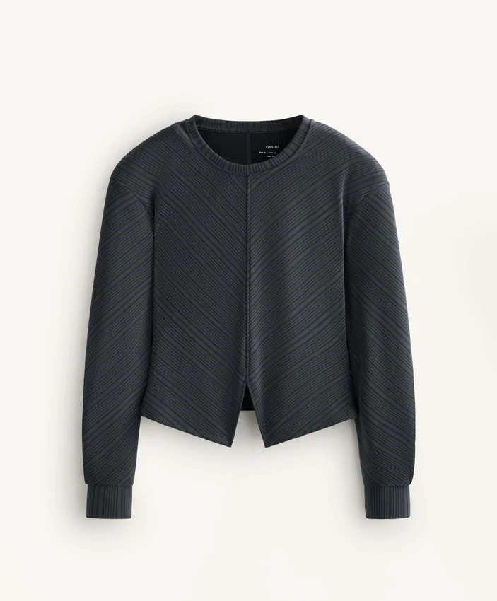 Sudadera asimétrica a rayas con modal Sudadera asimétrica a rayas con modal