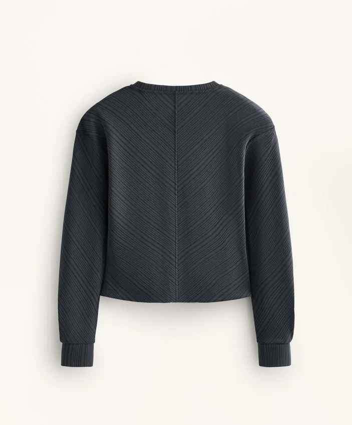 Sudadera asimétrica a rayas con modal Sudadera asimétrica a rayas con modal