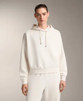 Sudadera con capucha de corte recto en modal cepillado