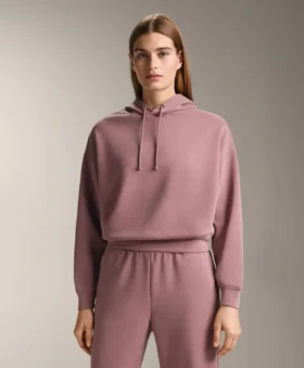 Sudadera con capucha de corte recto en modal cepillado