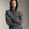 Sudadera con capucha de corte recto en modal cepillado jaspeado Sudadera con capucha de corte recto en modal cepillado jaspeado