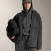 Sudadera con capucha de corte recto en modal cepillado jaspeado Sudadera con capucha de corte recto en modal cepillado jaspeado