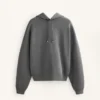 Sudadera con capucha de corte recto en modal cepillado jaspeado Sudadera con capucha de corte recto en modal cepillado jaspeado