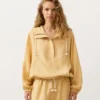Sudadera con media cremallera, bolsillo delantero, mezcla de lyocell y 24 % de lino Sudadera con media cremallera, bolsillo delantero, mezcla de lyocell y 24 % de lino